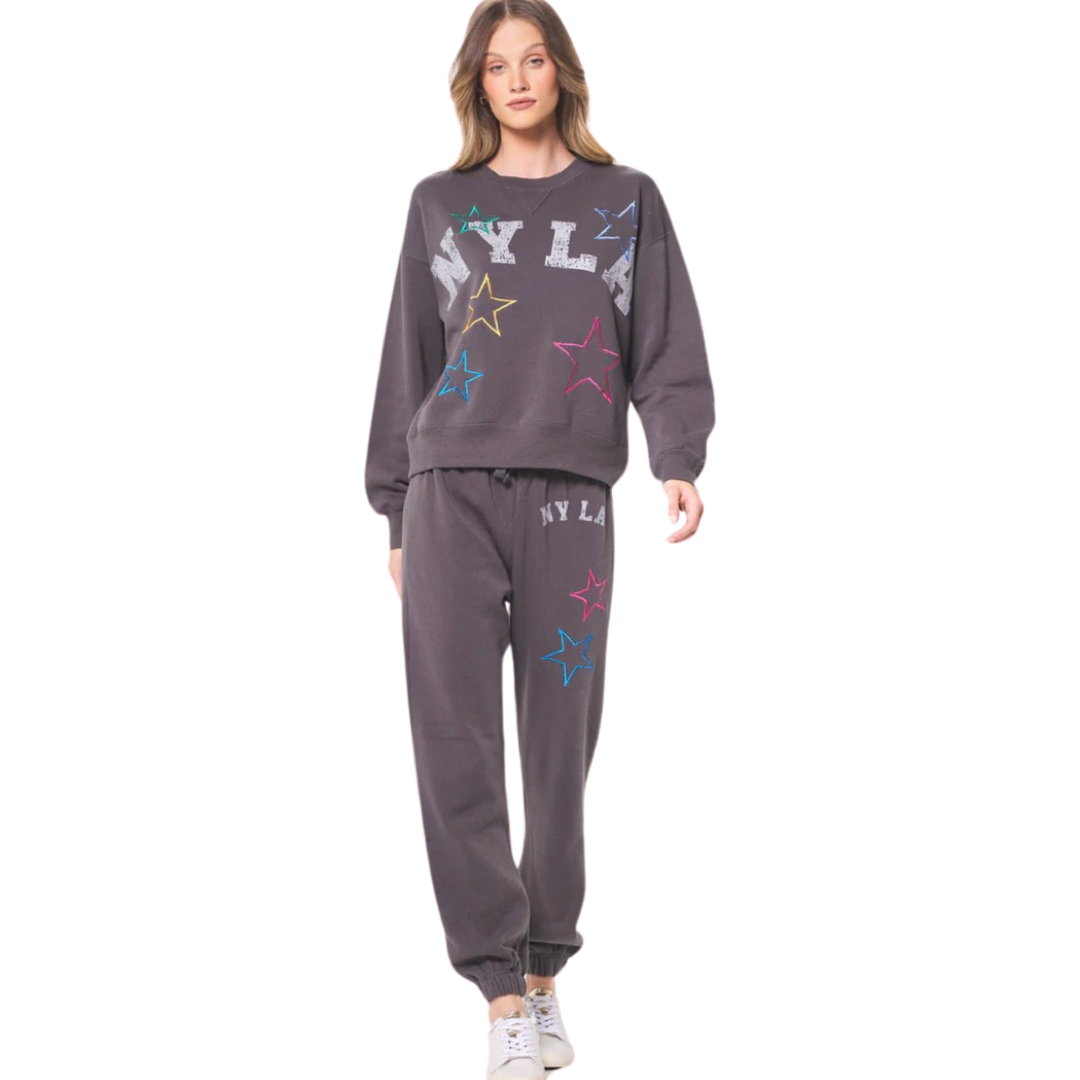 Apparel Vintage Havana Burnout Fleece Joggers With NYLA