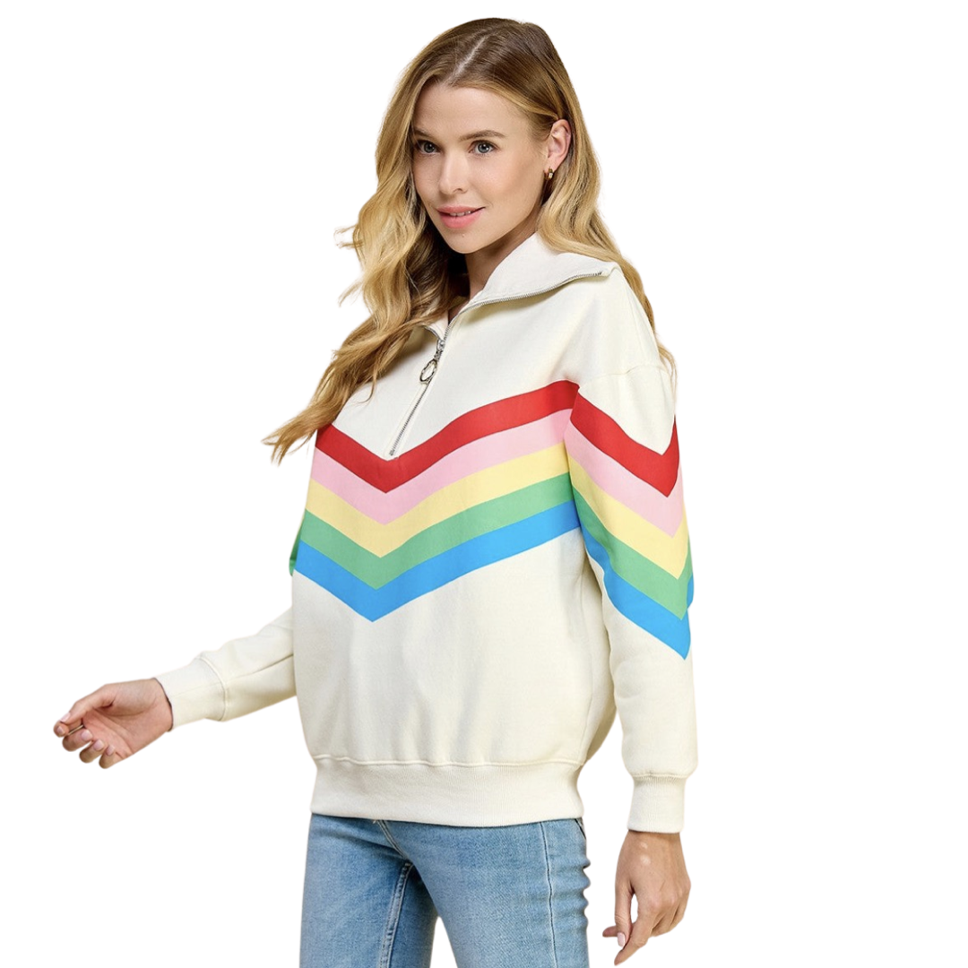 Apparel- TCEC Quarter Zip Rainbow Sweatshirt