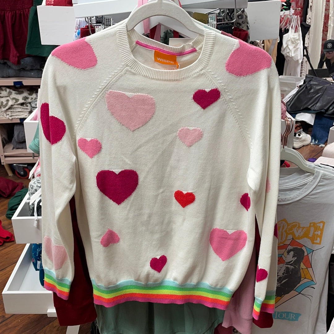 Apparel Whisper by Brodie Heart Sweater with Rainbow Trim Milla