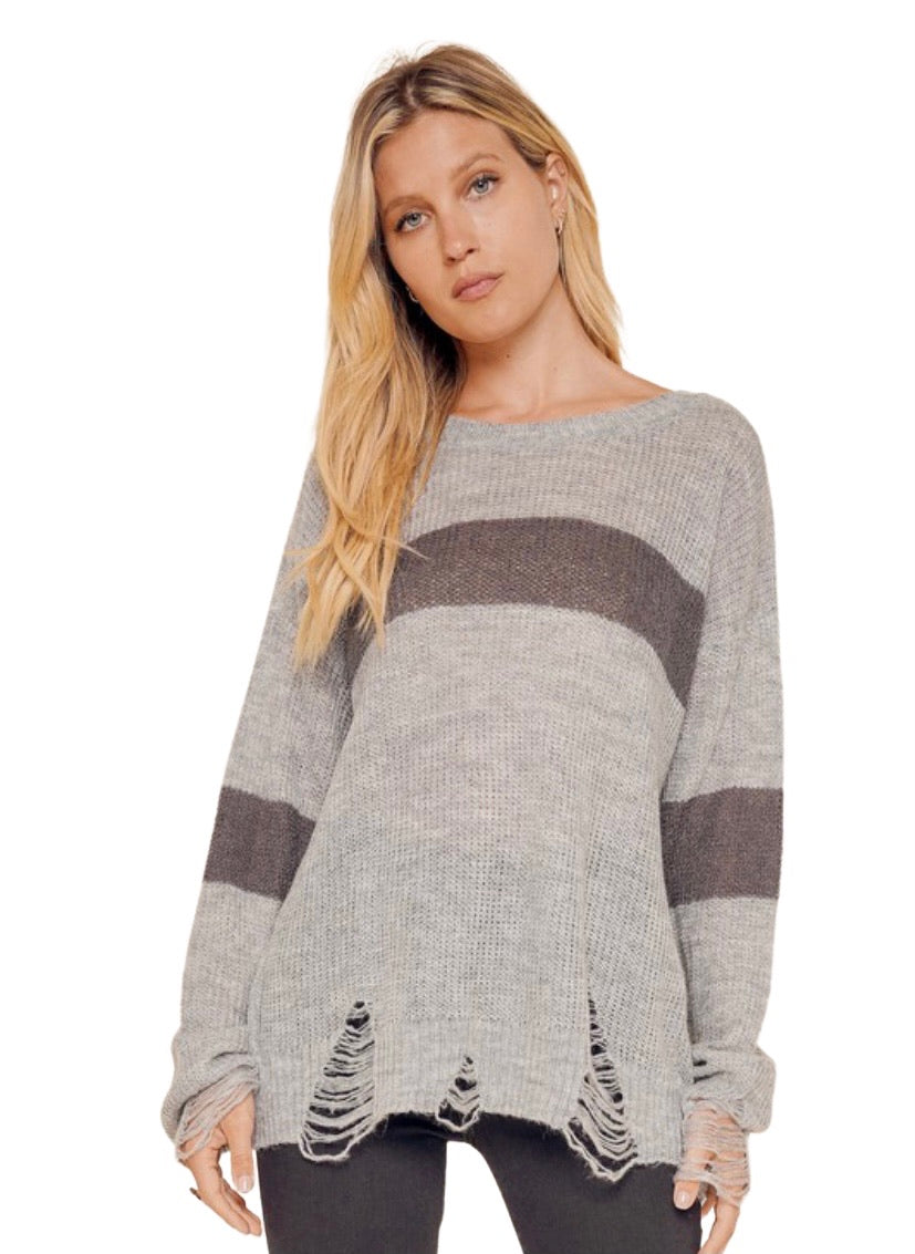 Distressed color sale block sweater