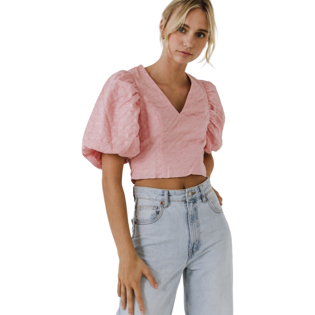 Apparel- Endless Rose Texture Fabric Top with Puff Short Sleeves – Milla &  Ella Co