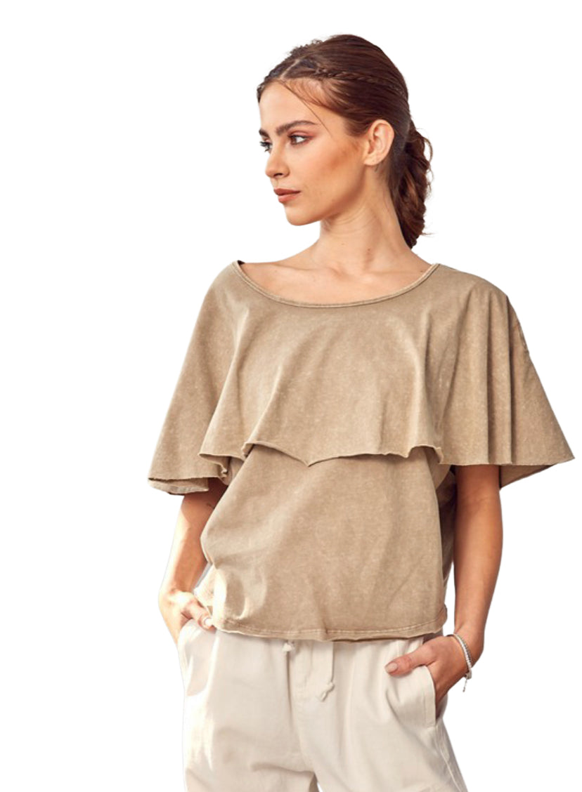 Oversized ruffle hot sale top