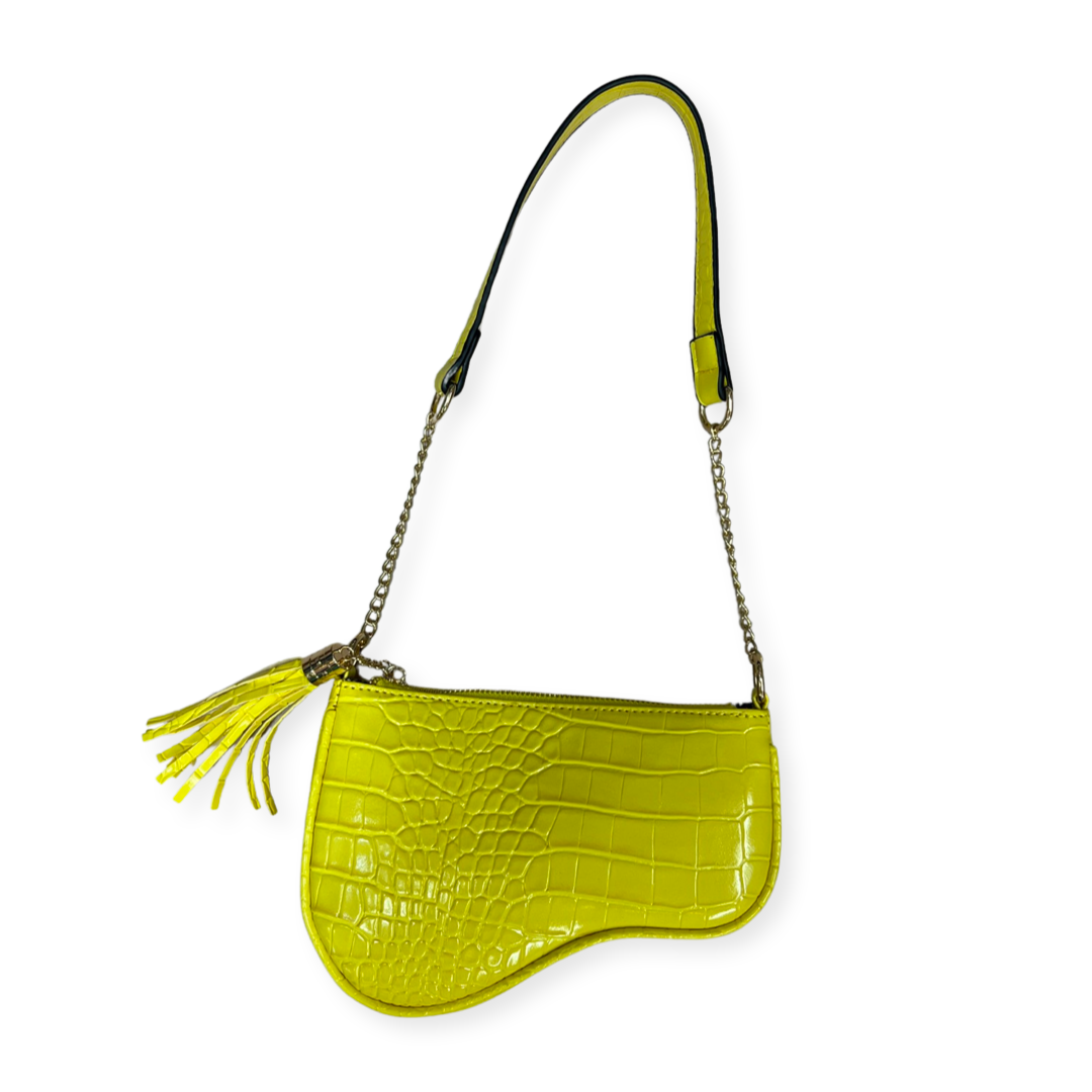 Bags M E Yellow Snake Print Tassel Purse Milla Ella Co