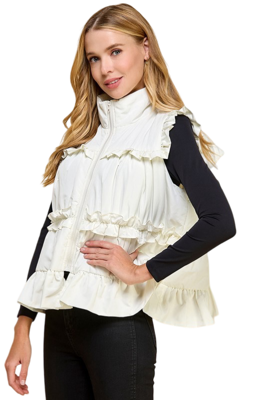 Apparel- TCEC Ruffle Trim Bow Back Detail Vest