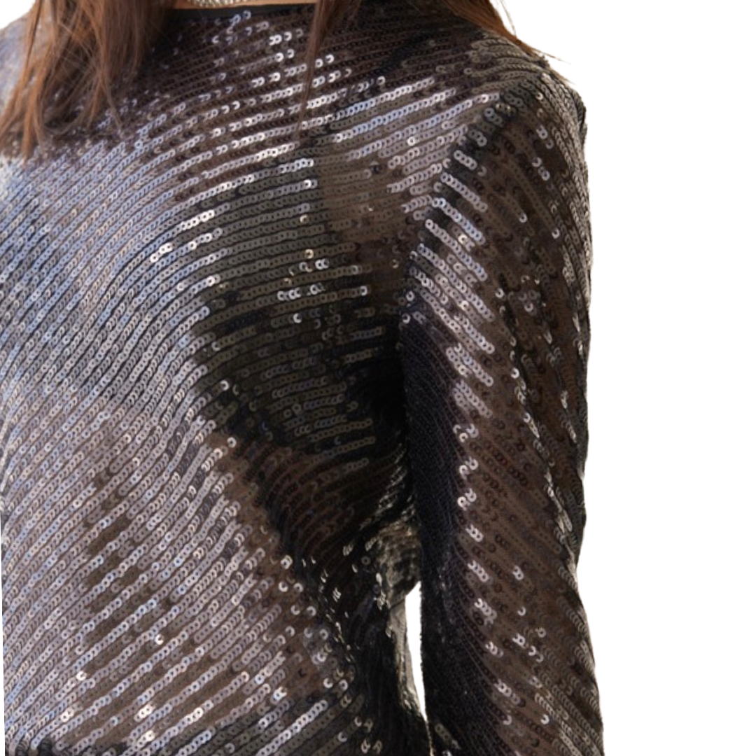 Apparel- Idem Ditto Dreamy Sequin Diagonal Print Sequin Top