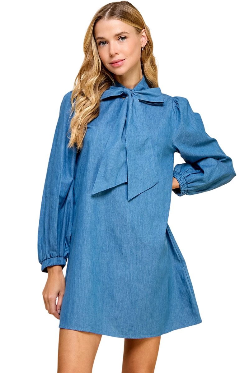 Apparel- TCEC Bow Tie Denim Dress