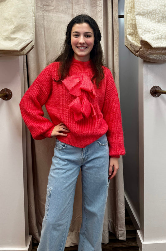 Apparel- En Merci Mock Neck Bow Sweater