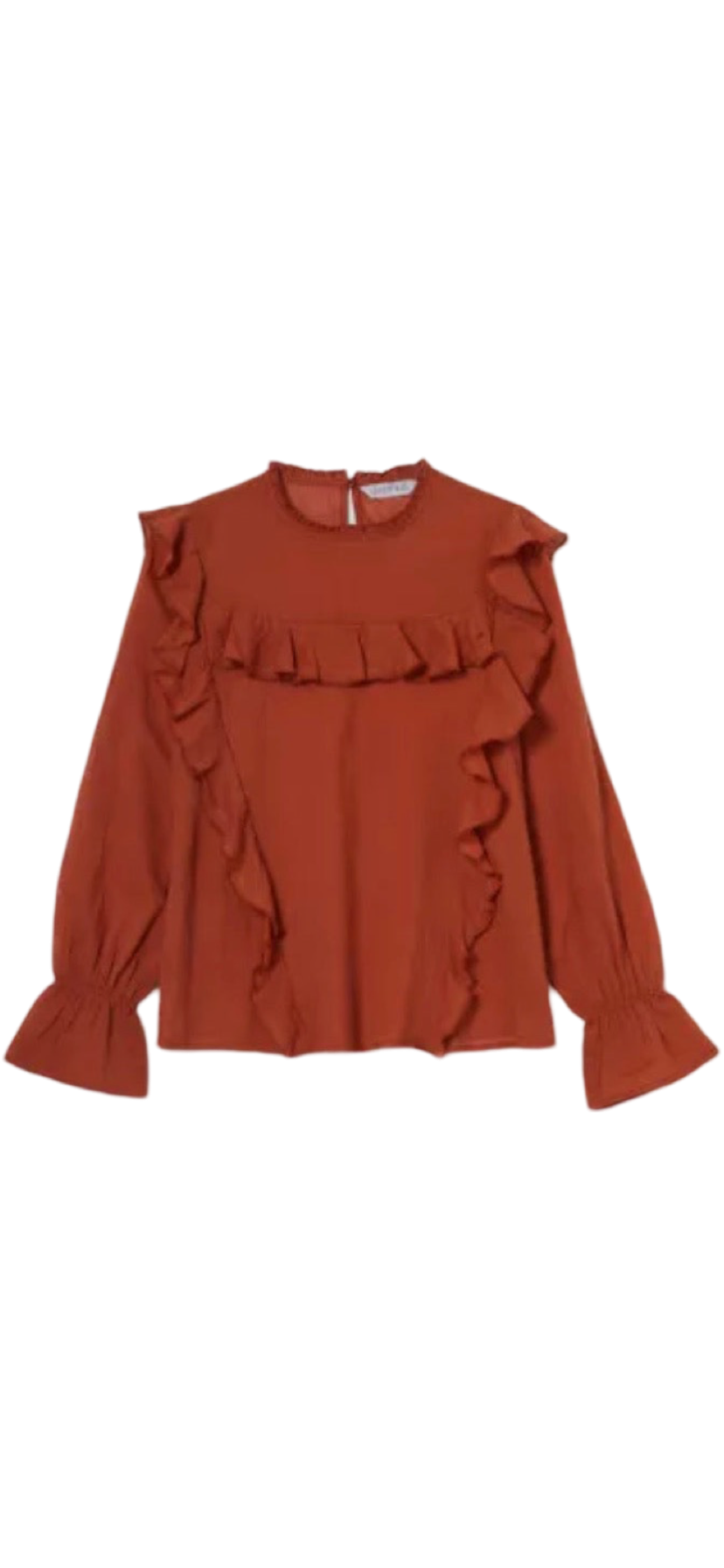 Apparel- Compania Fantastica Gauze Top with Puff Sleeves and Ruffle Detail