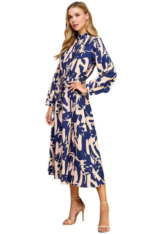 Apparel- TCEC Abstract Print Tiered Midi Dress