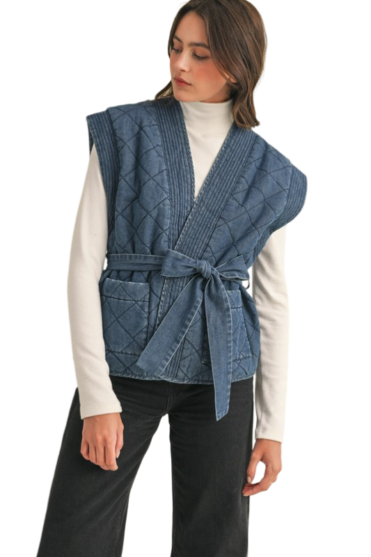 Apparel- En Merci Quilted Denim Vest