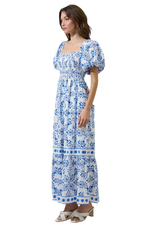 Apparel- Sugarlips Veral Floral Berky Smocked Maxi Dress