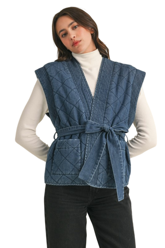 Apparel- En Merci Quilted Denim Vest