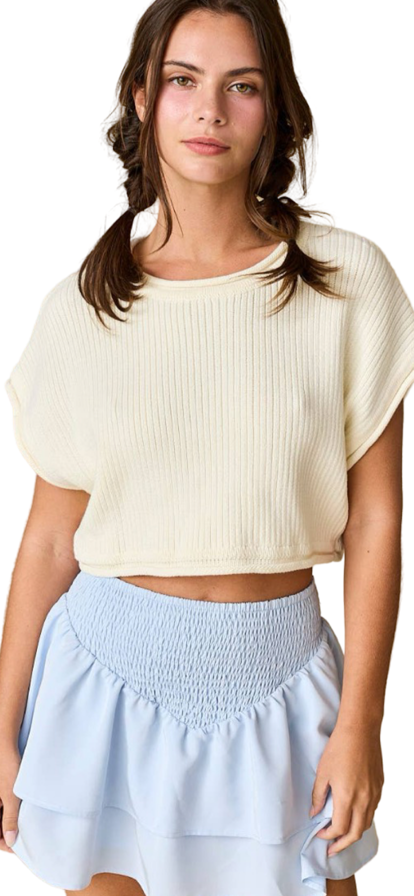 Apparel- Papermoon Olivia Cropped Rib Knit Top