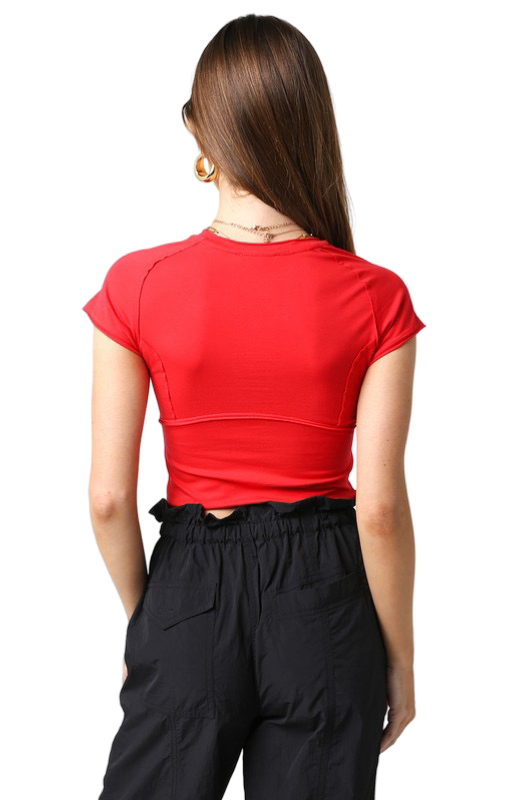 Apparel-Olivaceous Detail Cropped Top