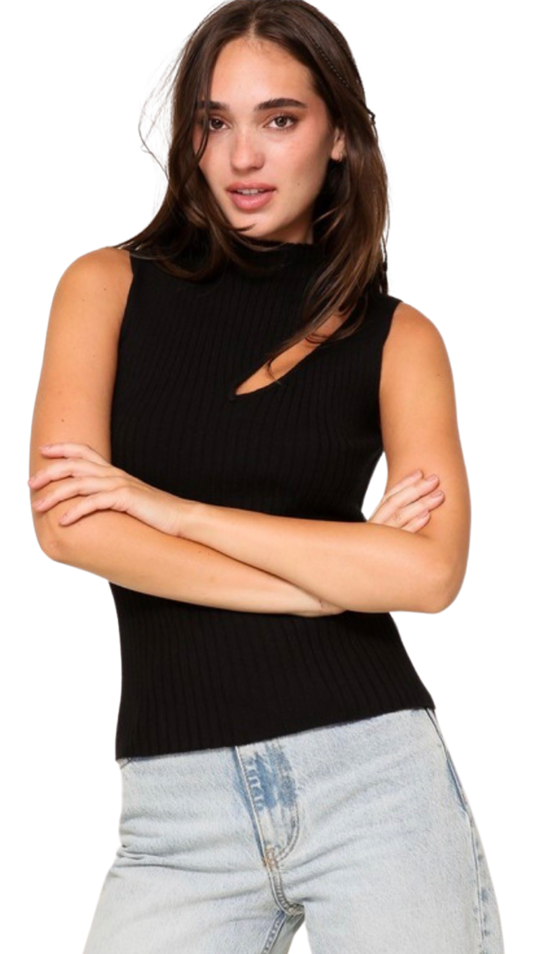 Apparel- Timing Sweater Ribbed Keyhole Knit Top