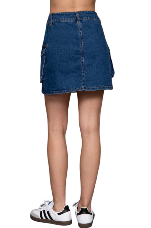 Apparel- Active Basic Cargo Denim Mini Skirt