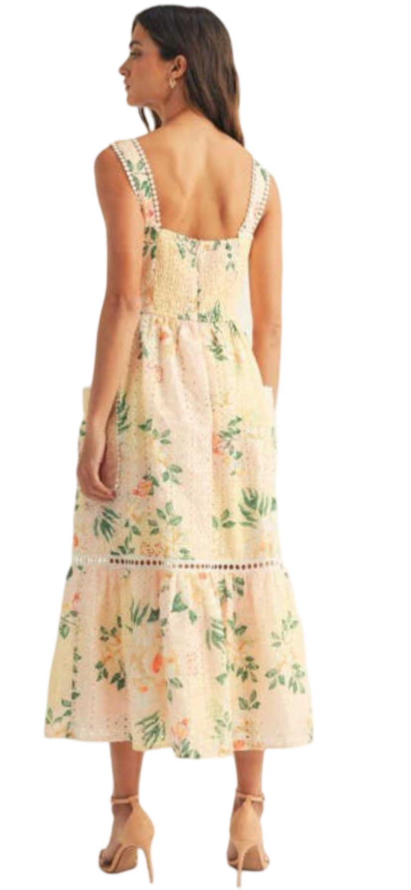 Apparel- Just Me Floral Printed Sleeveless Midi Dress