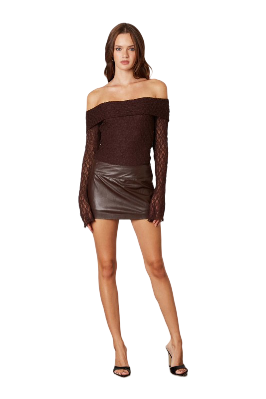 Apparel- CCLA Leather Mini Skirt With Side Zipper