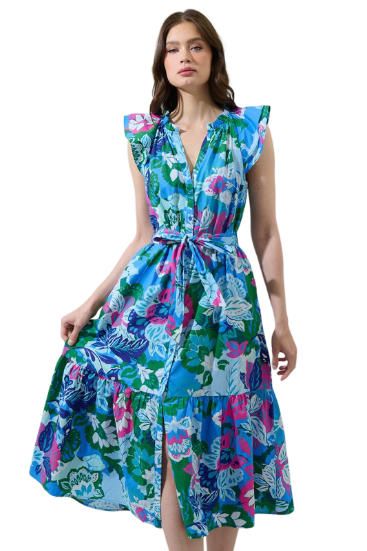 Apparel- Sugarlips Lavera Floral Button Down Midi Dress