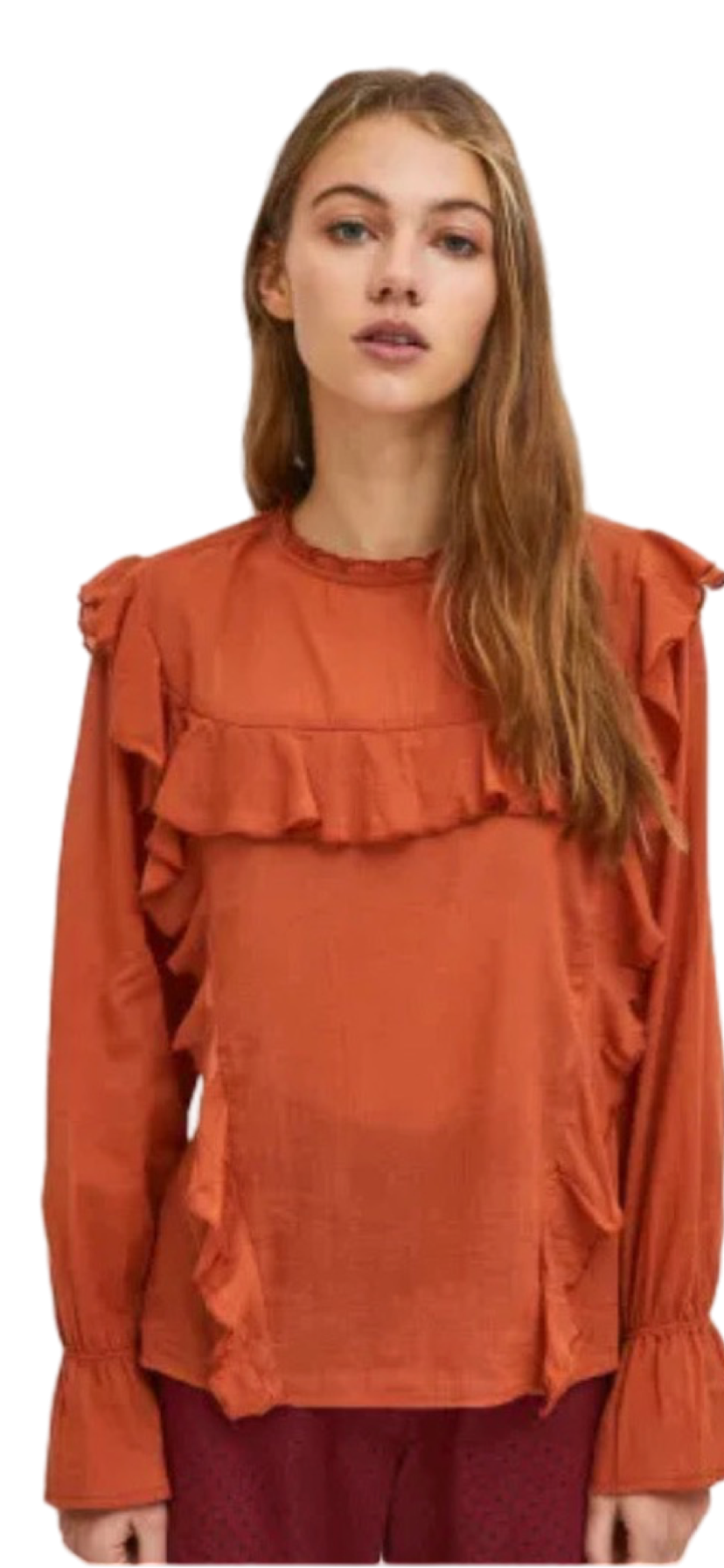 Apparel- Compania Fantastica Gauze Top with Puff Sleeves and Ruffle Detail