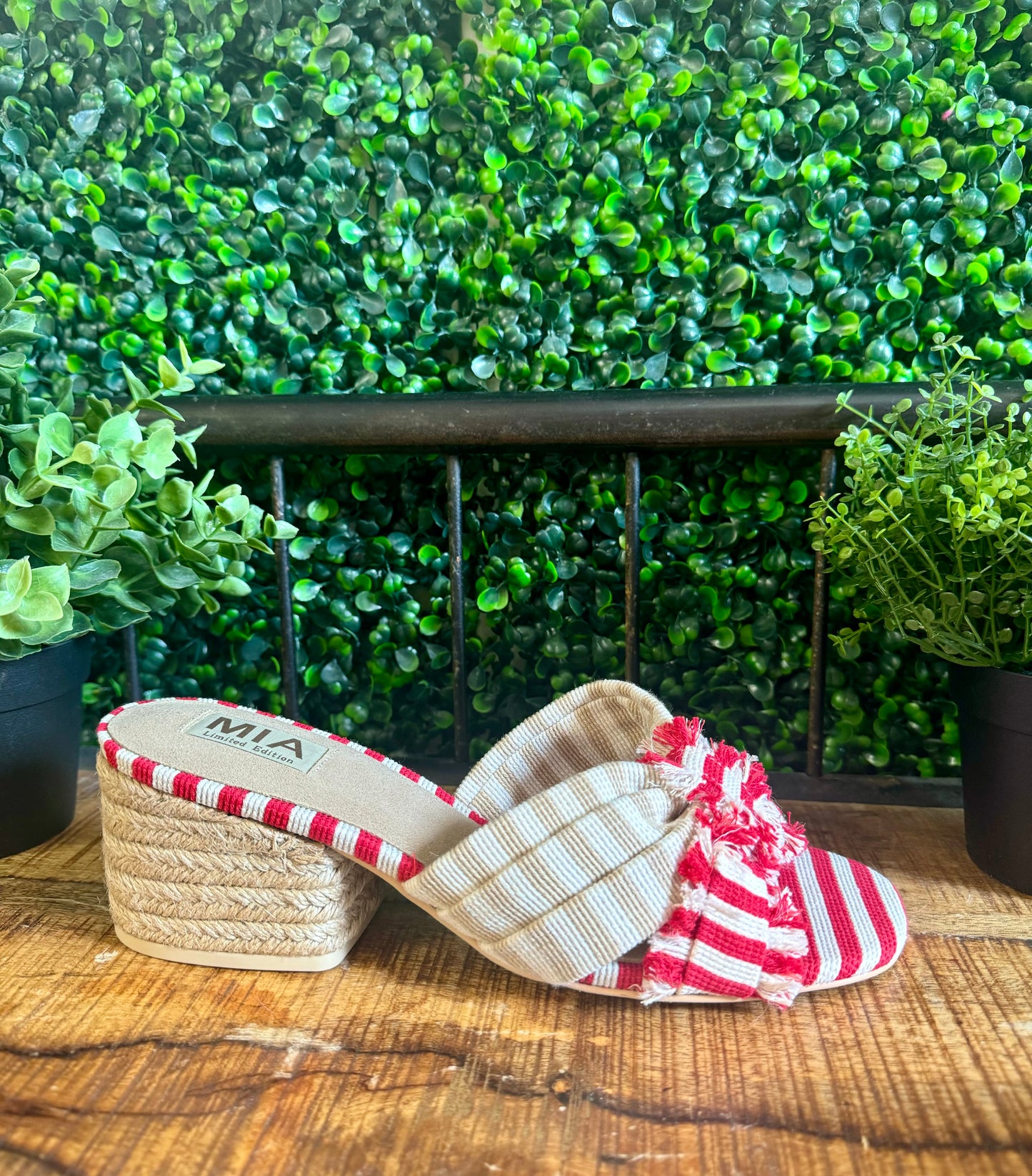 Shoes- MIA Isandra Raffia Bow Heel