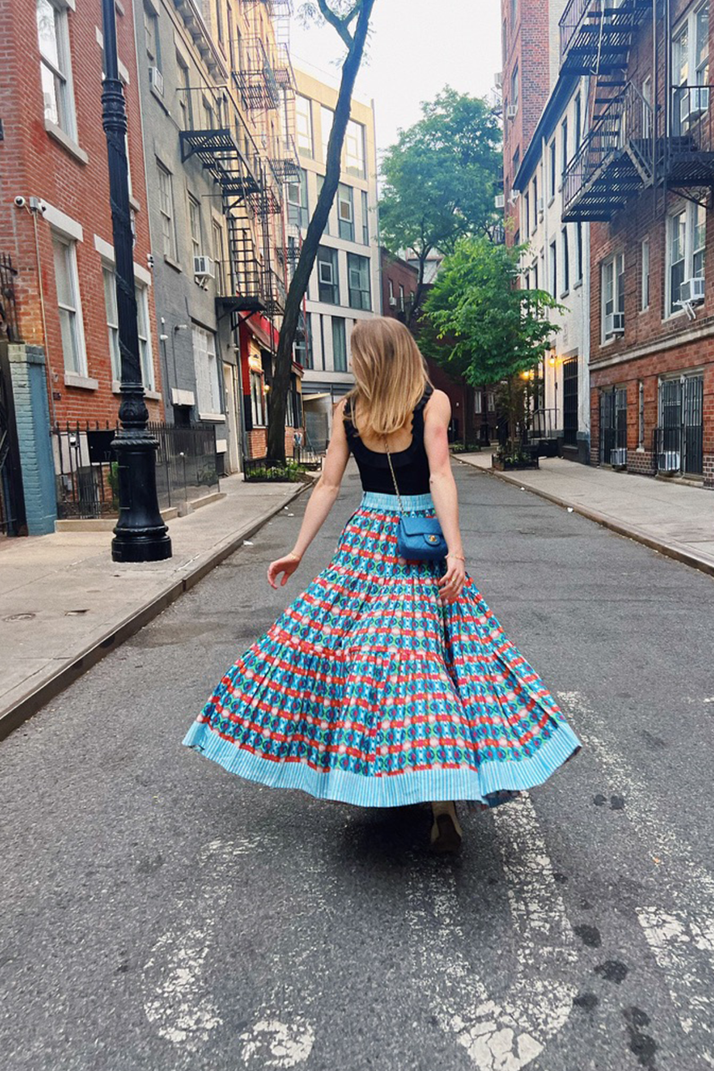 Apparel- Brooks Avenue Triple Tiered Maxi Skirt - Blue Lotus