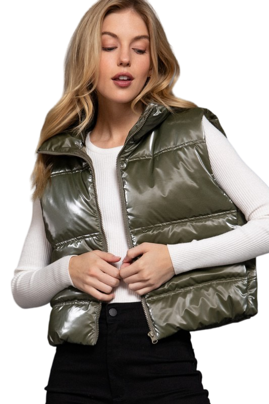 Apparel- Active Basic High Neck Zip Up Vest