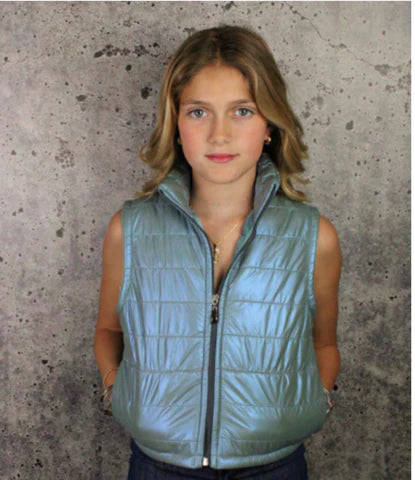 Girls- If So Knit Metallic Puffer Vest