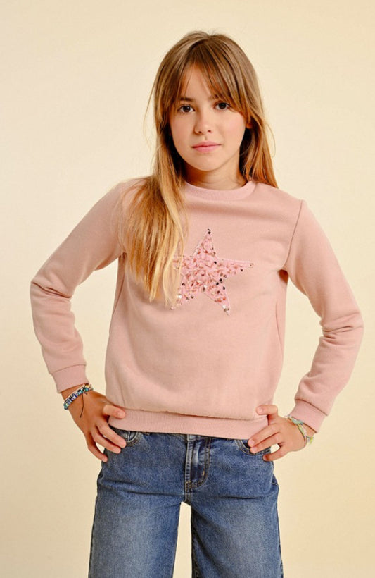 Girls-Molly Bracken Girl Sequin Star Sweatshirt