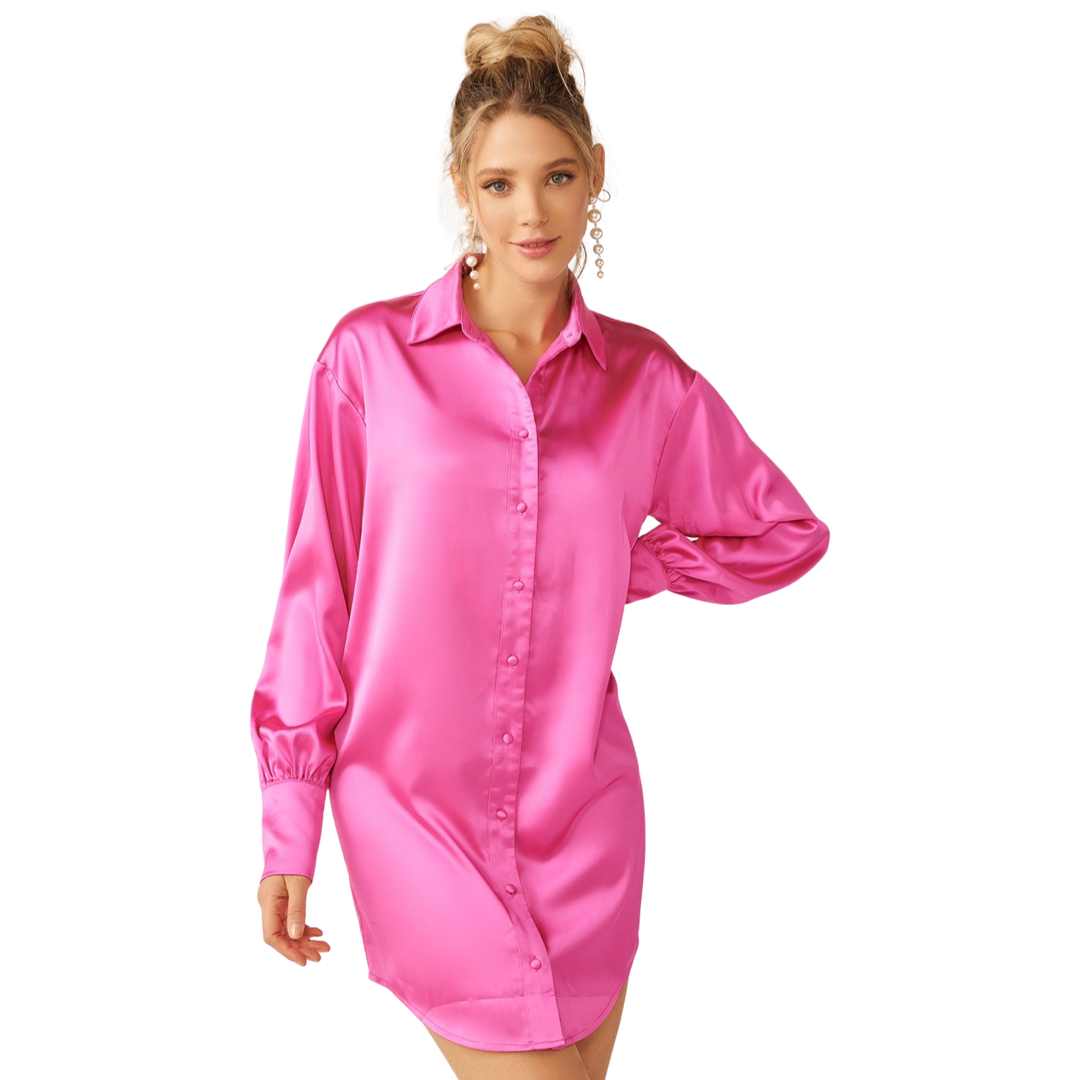 Apparel- Idem Ditto Satin Shirt Mini Dress