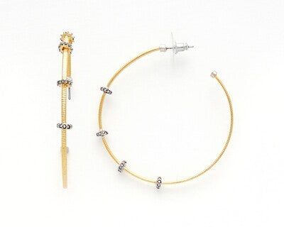 Earrings- M&E Bling Large Hoops With CZ Stations