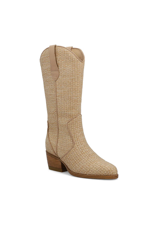 Shoes- MIA Jenah Leather Raffia Cowboy Boot Limited Edition