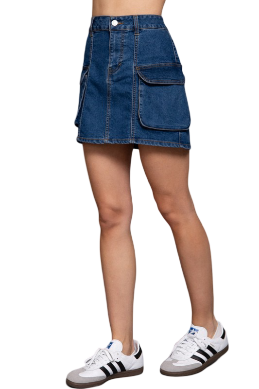 Apparel- Active Basic Cargo Denim Mini Skirt