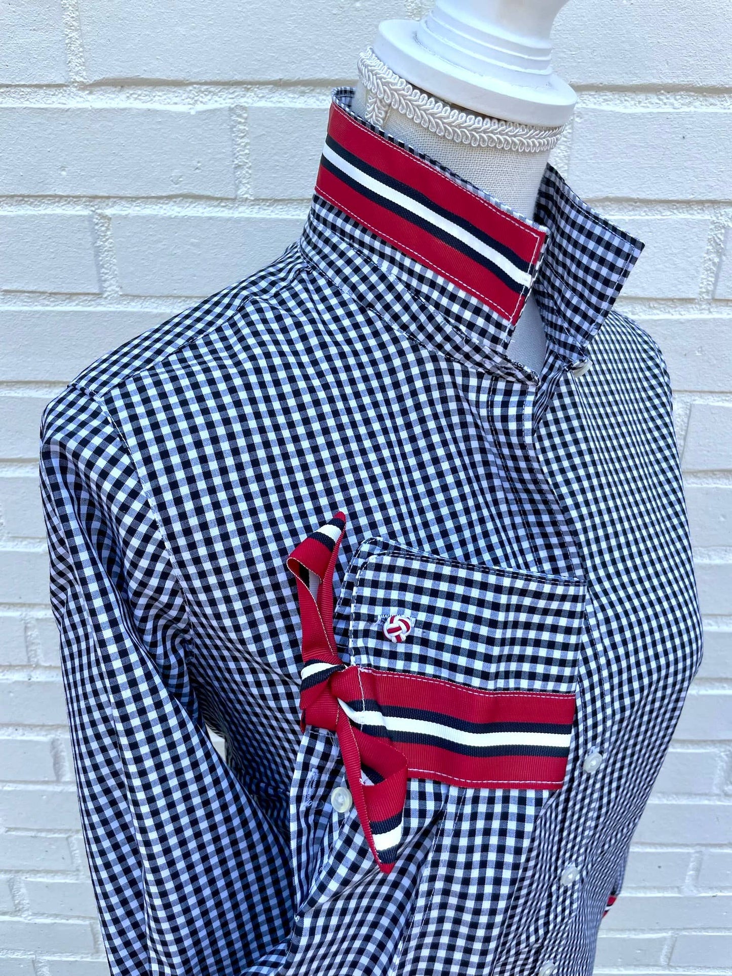 Apparel- Pearly Vine Audrey Ribbon FC Black Gingham w Black, Red & White Stripe