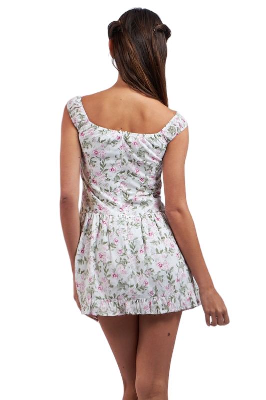 Apparel- Sky to Moon Floral Wide Band Strap Ruffle Mini Dress