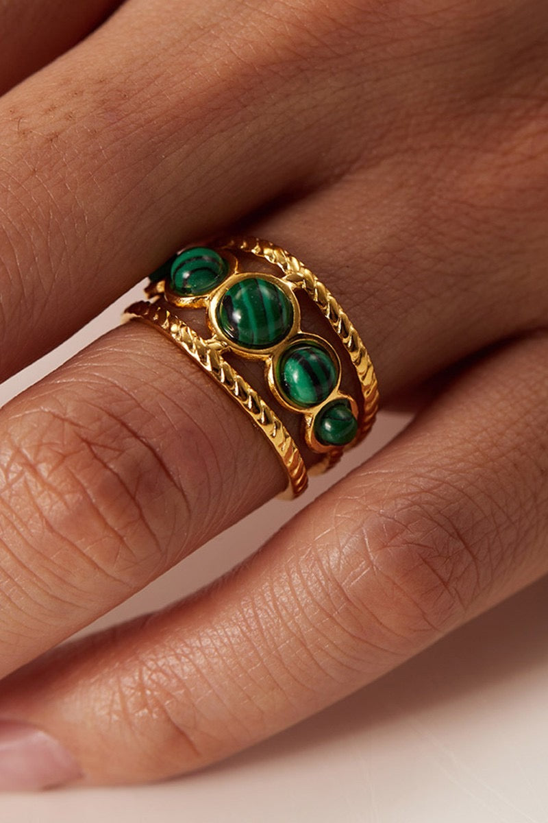 Rings- M&E Bling Geometric Malachite Open Rings