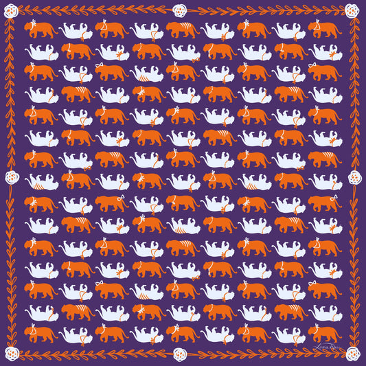 Scarves- Spirit Tiger In Purple Bandana Scarf