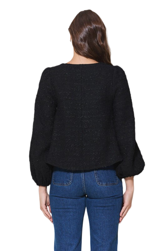 Apparel- Able Bow Front Tweed Blouse