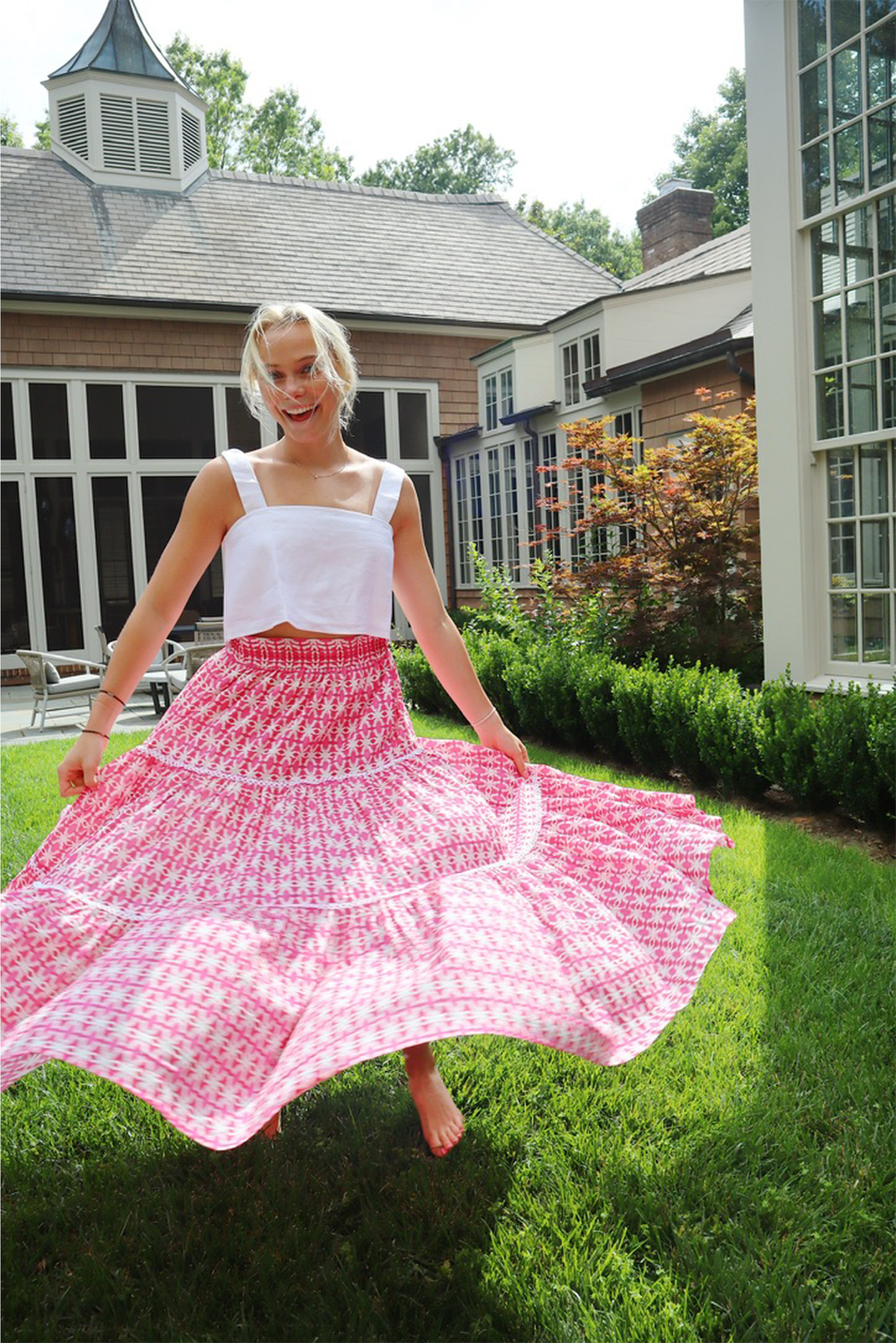 Apparel-Brooks Avenue Triple Tiered Maxi Skirt - Spice Market Pink