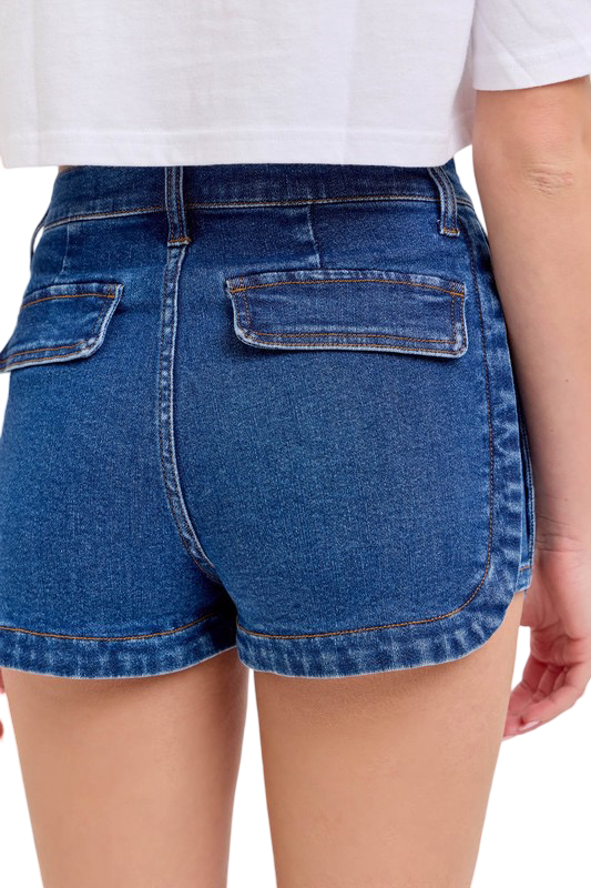 Apparel- Cello High Rise Denim Shorts with Dolphin Hem