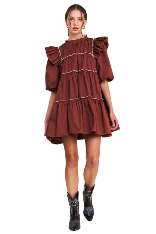 Apparel- In The Beginning Baby Doll Tiered Mini Dress