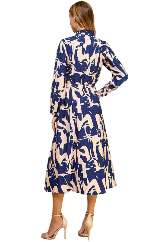 Apparel- TCEC Abstract Print Tiered Midi Dress