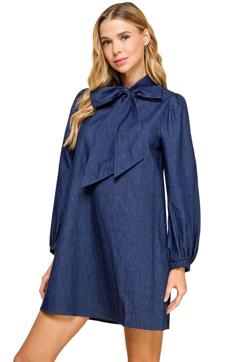 Apparel- TCEC Bow Tie Denim Dress