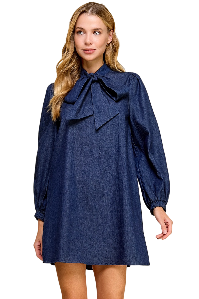 Apparel- TCEC Bow Tie Denim Dress