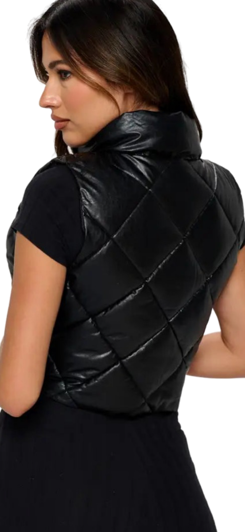 Apparel- B. Coature Cropped Quilted Leather Puffer