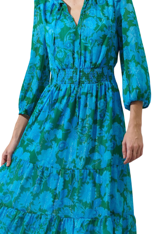 Apparel- Sugarlips Akeem Floral Henri Smocked Midi Dress