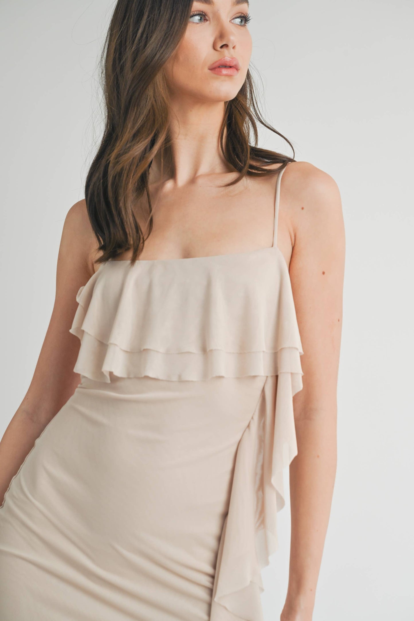 Apparel- Kelsis Sleeveless Mesh Dress With Ruffle