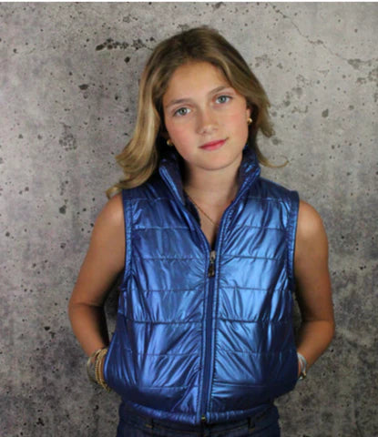 Girls- If So Knit Metallic Puffer Vest