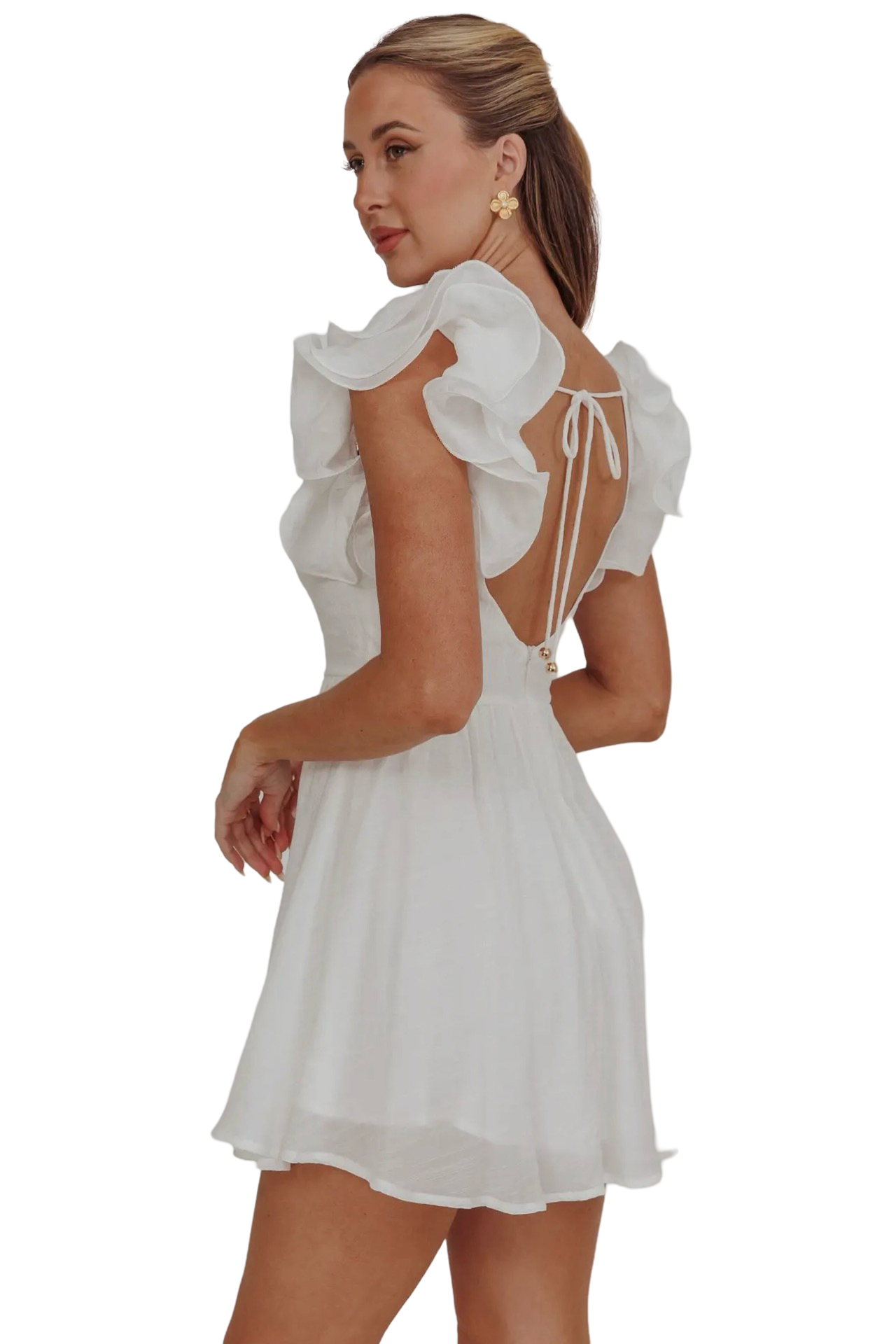 Apparel- Angel Biba Ruffled Sleeve Mini Dress