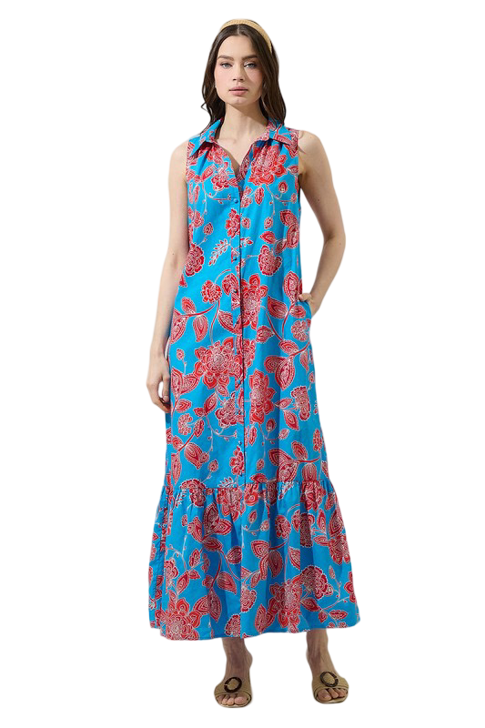 Apparel- Sugarlips Ripon Floral Collard Maxi Dress